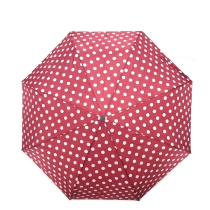 Полуавтоматичен чадър на точки - червен